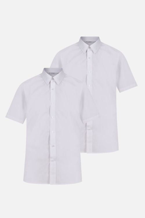 Trutex Boys Short Sleeve Slim Fit Easy Care Shirts - Twin pack
