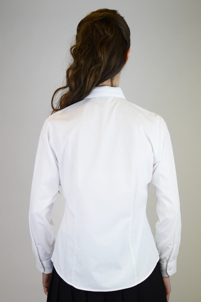 Trutex Girls Long Sleeve Fitted Easycare White Blouse - Twin Pack