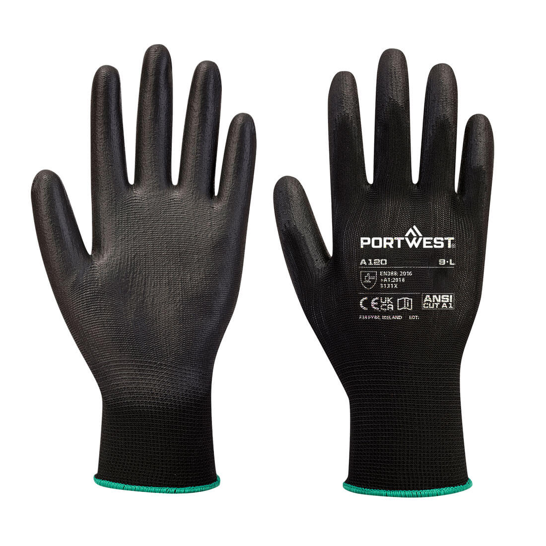 Portwest PU Grip Gloves - Black (Pack of 12)