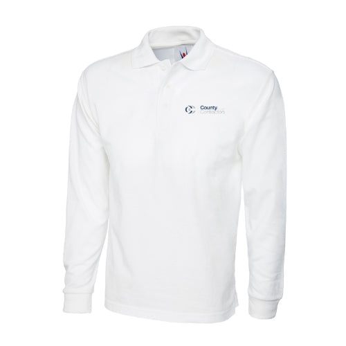 County Contractors Classic Long Sleeve Polo Shirt - Navy/White