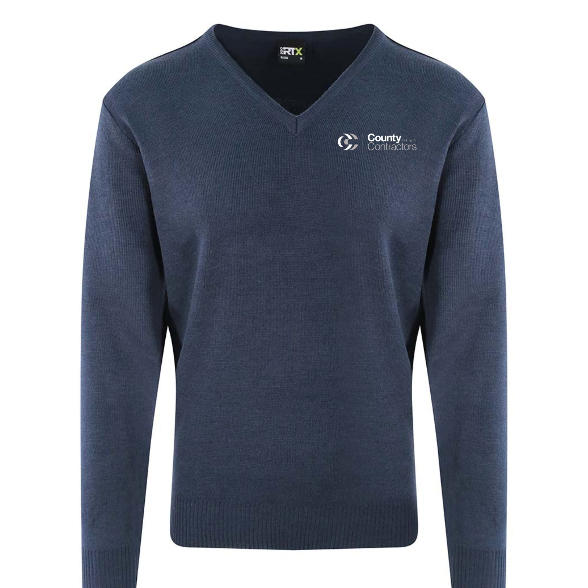 County Contractors V Neck Jumper - Navy