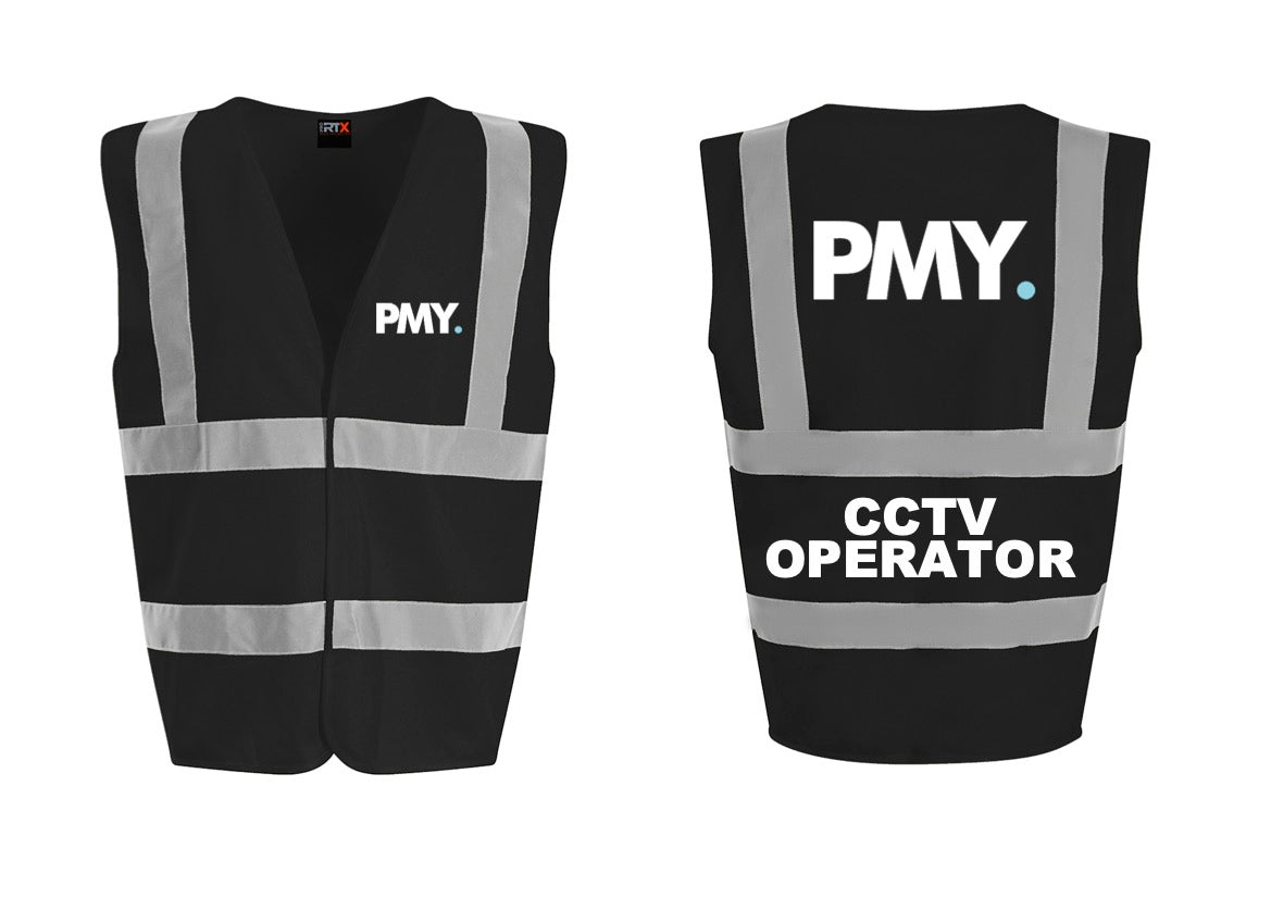 PMY Group Black High Visibility Vest - CCTV Operator