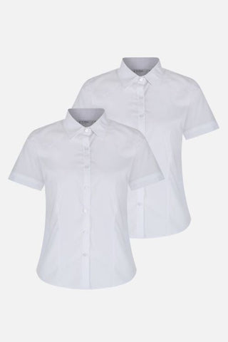 Trutex Girls Short Sleeve Fitted Easycare Blouse - Twin Pack