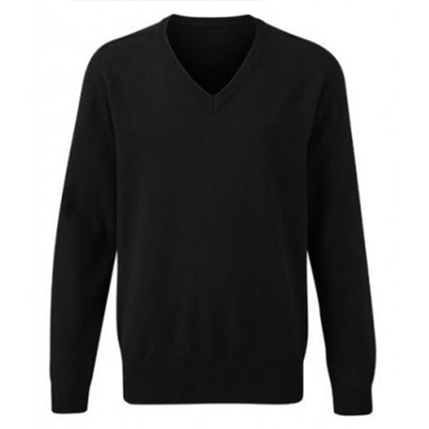 Black V-Neck Knitted Jumper