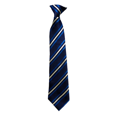 Blue & White Stripe School Clip On Tie
